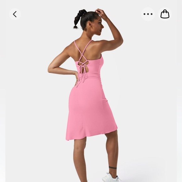 New Halara Pink Bodycon Tied Back Dress Knit - Picture 3 of 4